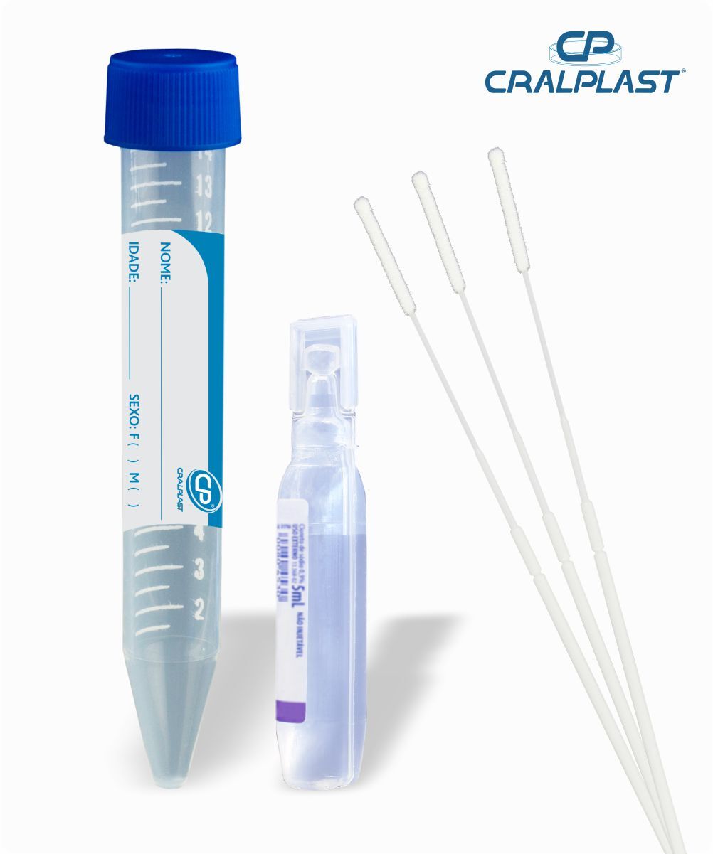 Conjunto para coleta de material  com 2 Swabs Nylon (Flocked Swab)